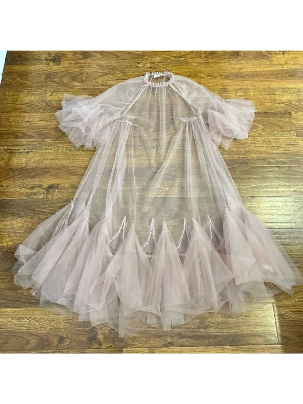 Maeve by Anthropologie glamorous tulle mesh sheer overlay midi Dress - Picture 5 of 9